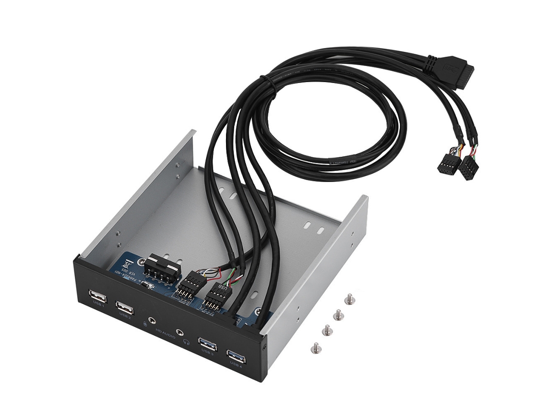 Painel Frontal De Metal Com Hub Usb De 6 Interfaces: 19 Pinos Para Dual Usb 3.0, 2.0 E Áudio De Microfone