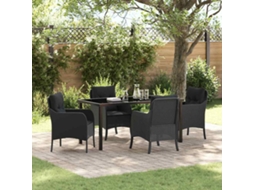Vidaxl Conjunto De Jantar Para Jardim 5 Unid. Preto Vime Pe