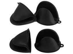 Luvas de Forno de Silicone Resistente ao Calor, 4pcs, Pequenas, Fáceis de Usar, Preto