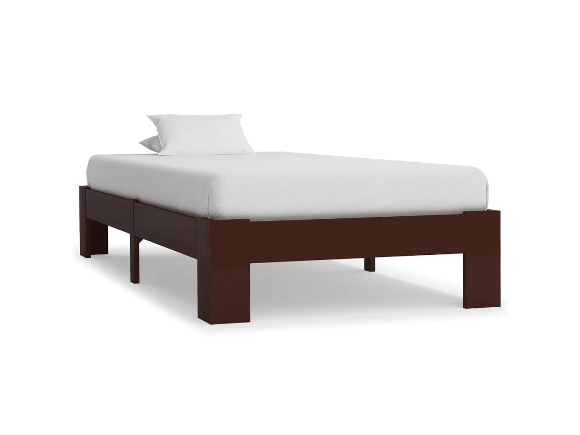 Estrutura De Cama 90x200 Cm Pinho Maciço Castanho-escuro