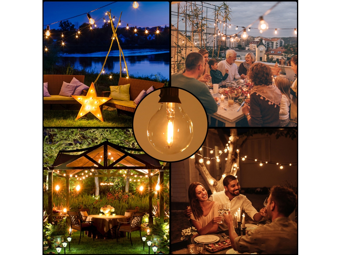 Lâmpada Led G40 Base E12 25 Unidades Ip44 2200k Branco Quente para Decoração Festa Casamento | S/MARCA