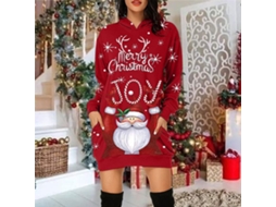 Roupas de Natal com Capuz Solto Vestido de Manga Comprida S