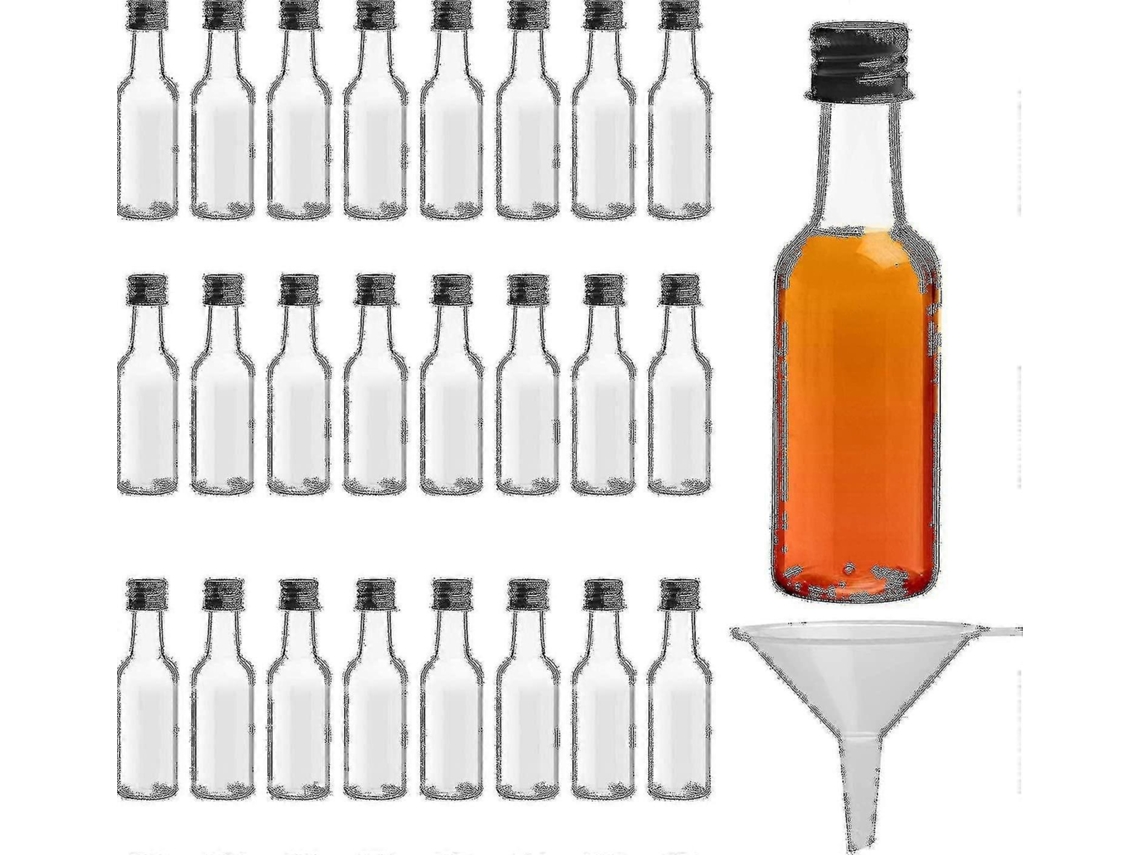 Mini Garrafas (pacote Com 24) - Garrafas Vazias Reutilizáveis ​​de 50 Ml Com Tampas De Rosca E Funil.