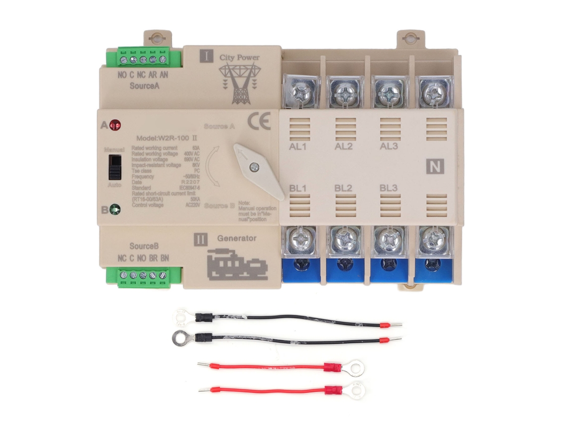 Interruptor De Transferência Automática De Energia Dupla 4p 63a Branco Integração Manual E Automática