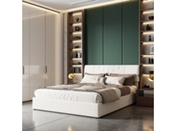 Cama De Casal Com Arrumação 140x200cm Cama Branca Em Tecido Teddy Suave Cama Moderna Pneumática Com Gás De Adulto Porta Usb E Cabeceira Ajustável