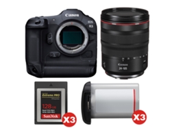 Eos R3 + Rf 24 105mm F/4 L Is Usm + 3 Sandisk 128gb Extreme Pro Cfexpress Type B + 3 Canon Lp e19 + Ebook “20 Dicas para Fotos Que Impressionam” CANON