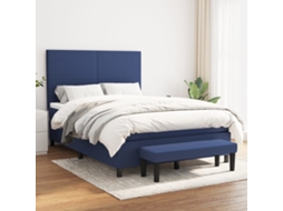 Vidaxl Cama Com Molas/colchão 140x200 Cm Tecido Azul