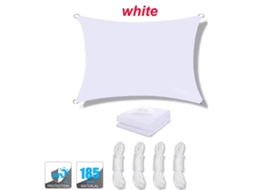 Toldo Vela De Sombra Impermeável E Proteção Uv Com Cordas Para Jardim E Pátio,branco/4x4m Gertiz