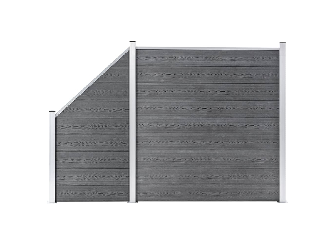 Vidaxl Painel Vedação Wpc 1 Quadrado + 1 Inclinado 273x186 Cm Cinzento