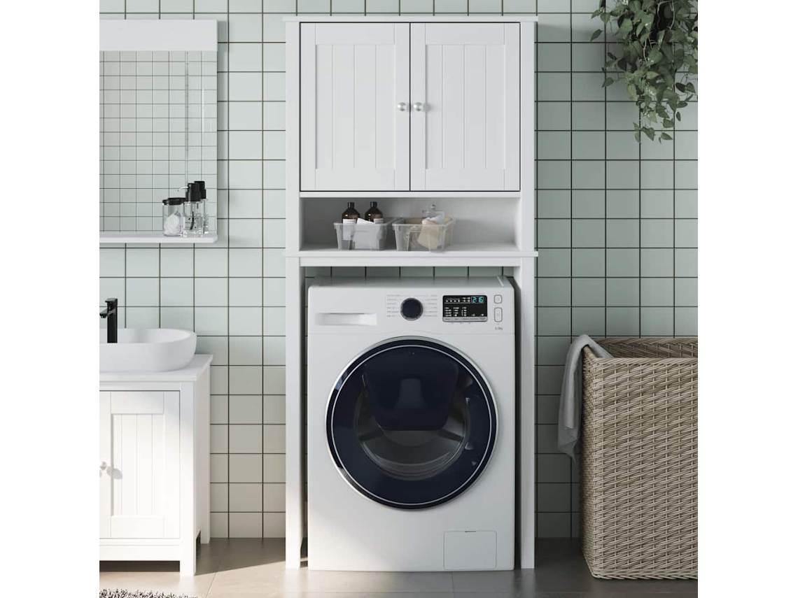 Vidaxl Móvel P/ Máquina Lavar Berg 76x27x164,5cm Madeira Maciça Branco