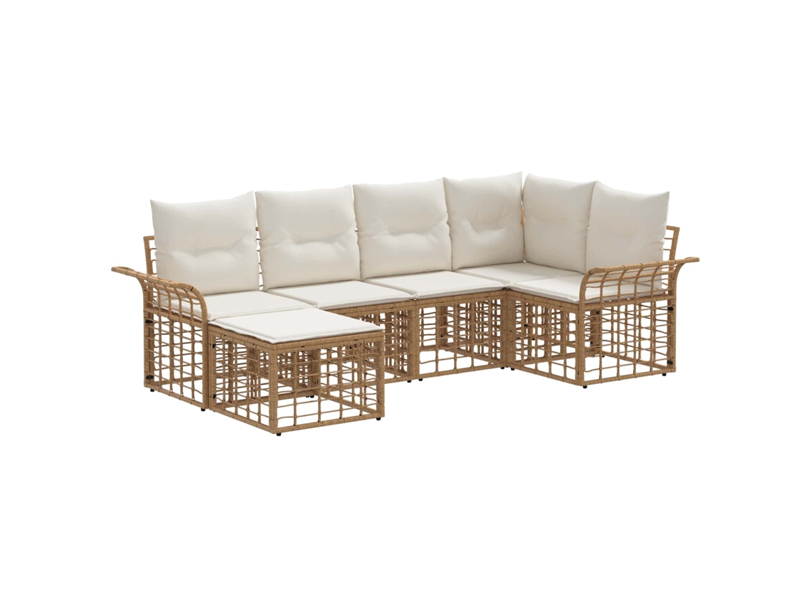 Maison Exclusive - Conjunto De Sofás Para Exterior 6 Unid. Natural E Branco Creme