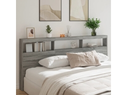 Mesilla de noche con luces LED 220x17x102 cm Gris Sonoma