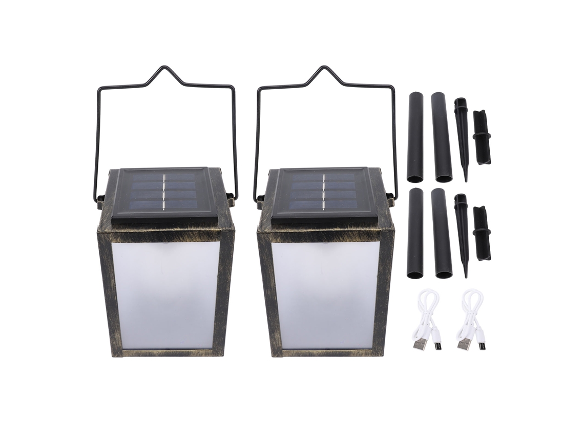 Rebe-2 Unidades Lanterna Solar 3d Antipara-brisas Resistente Ao Clima Com Chama Piscante Para Jardim Pátio Decoração Paisagística