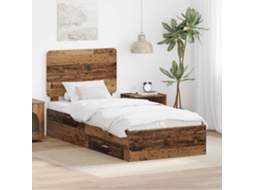 Vidaxl Estrutura da Cama Madeira Antiga 90 X 190 Cm Madeira Processada