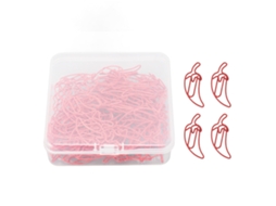 100 Clipes de Papel Decorativos em Forma de Pimentão Vermelho Bonitos com Caixa Transparente para Escritório