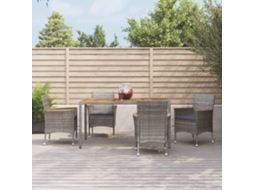 Conjunto 5 Pcs de Jantar P/ Jardim com Almofadões Vime Pe Cinza PANGSHIYUAN
