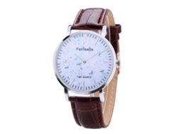 Reloj De Pulsera De Cuarzo Casual Fashion Con Correa De Cuero Pu Redondo Marrón