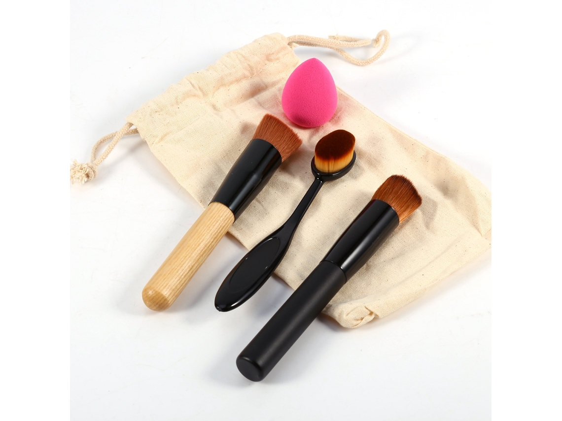 Conjunto De Pincéis De Maquiagem Para Blush E Fundo