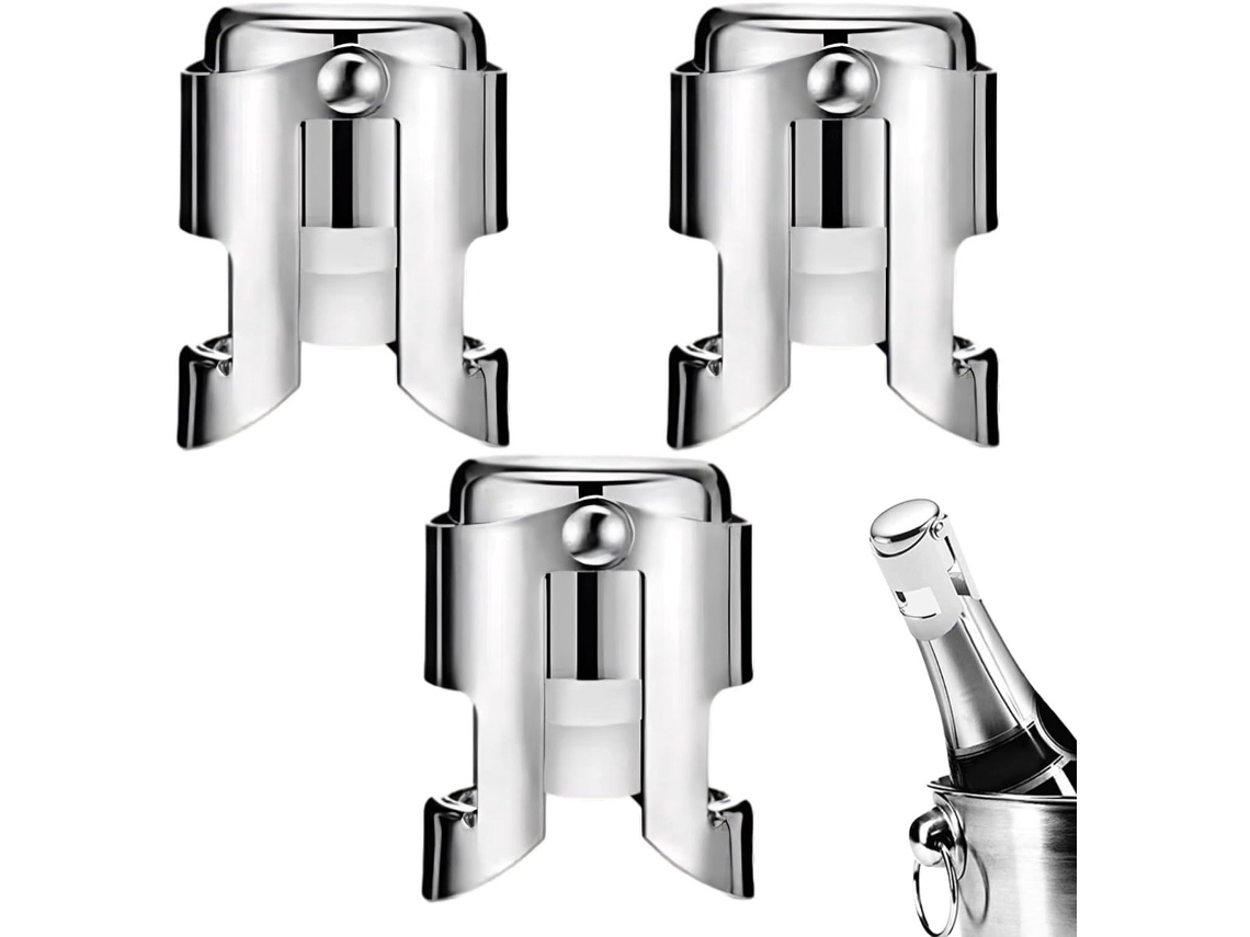 Conjunto De 3 Rolhas Para Champanhe, Reutilizáveis