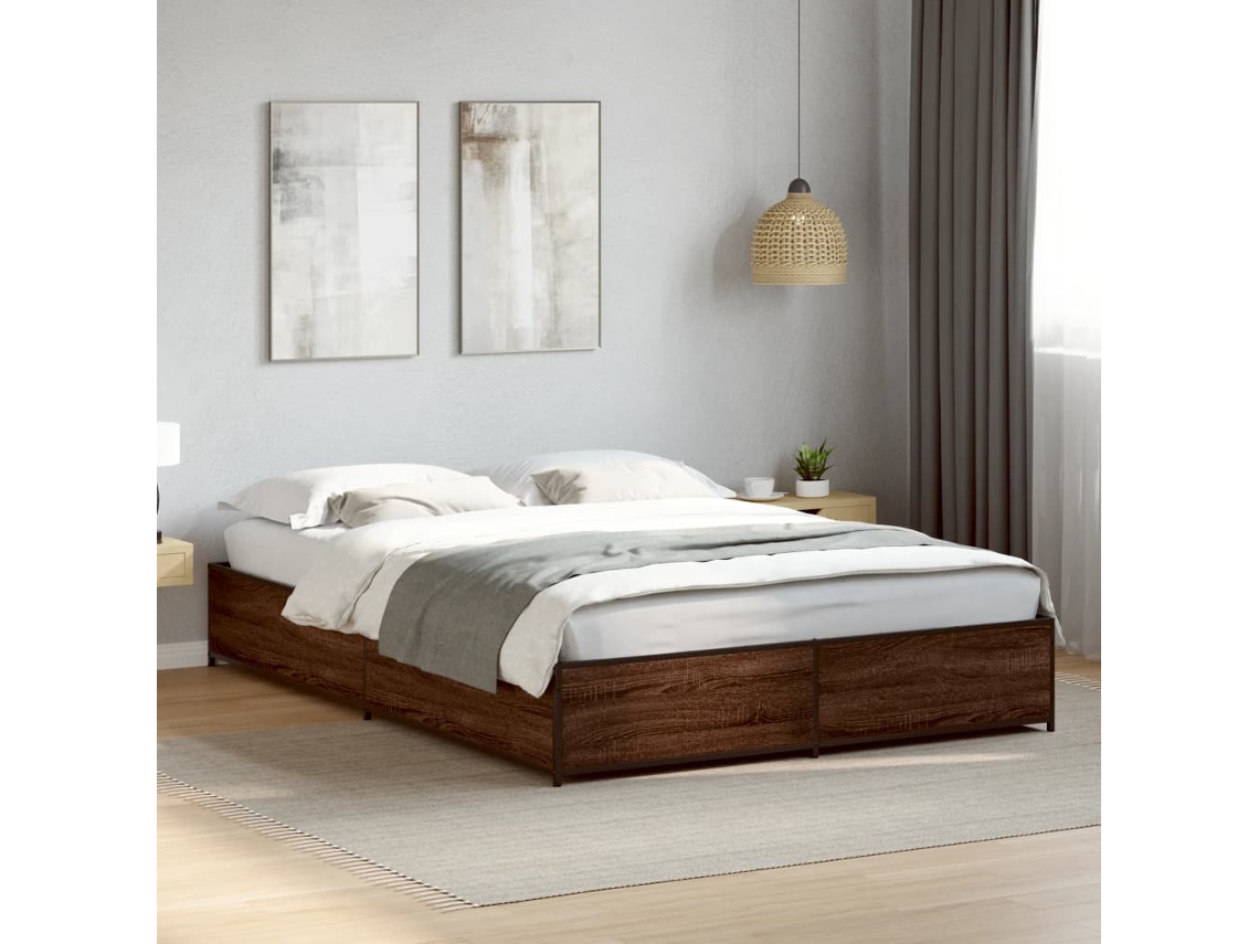 Vidaxl Estrutura De Cama 140x190cm Derivados Madeira/metal
