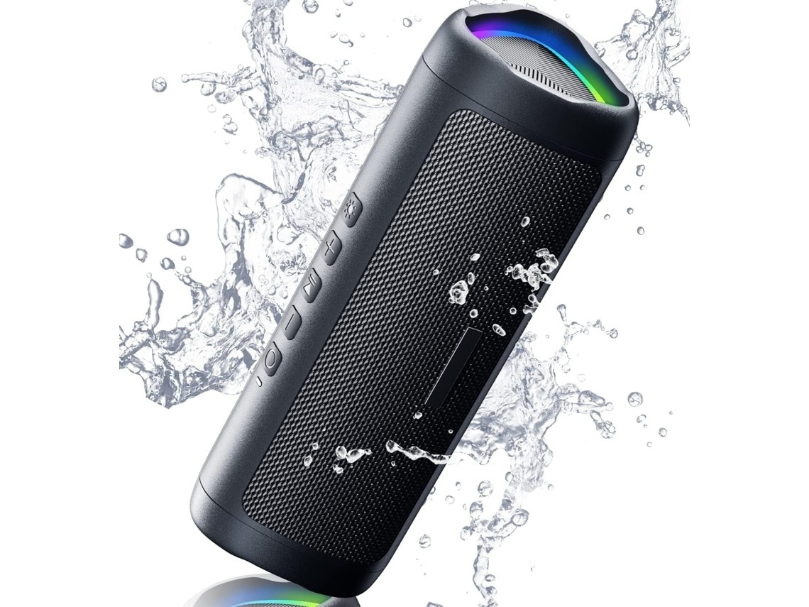 Caixa De Som Bluetooth Portátil, À Prova D'água Ipx5, Com Microfone, Preta.