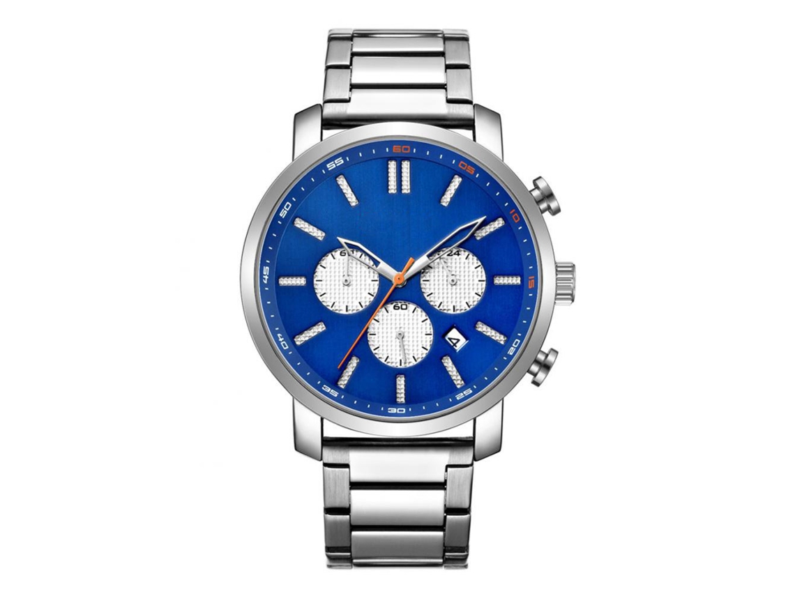 Reloj Hombre De Moda Curren Cuarzo Acero Resistente Al Agua (caja Blanca Dial Azul)