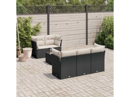 Vidaxl 6 Pcs Conjunto Sofás De Jardim C/ Almofadões Vime Pe Preto