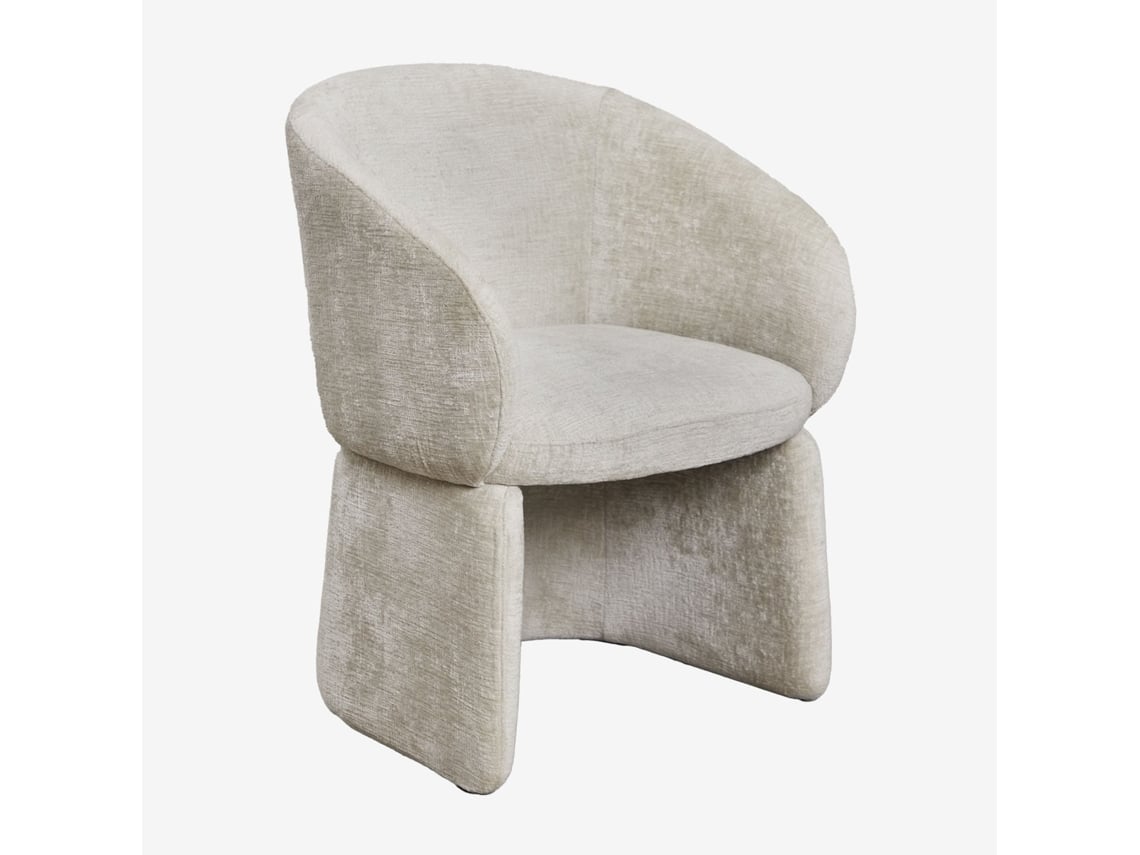 Sklum Cadeira De Jantar Vasilis Chenille Com Braços Poliéster                       Chenille Beige Creme