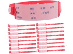 Pacote com 100 pulseiras de identificação hospitalar para adultos, ideal para eventos médicos e ambientes hospitalares confortáveis.