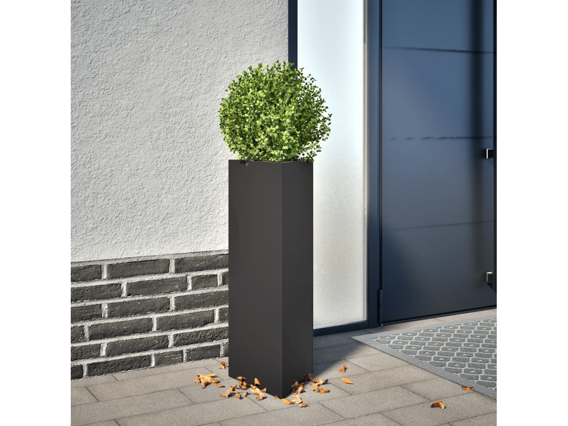 Vidaxl Vaso/floreira De Jardim Triangular 30x26x75 Cm Aço Preto