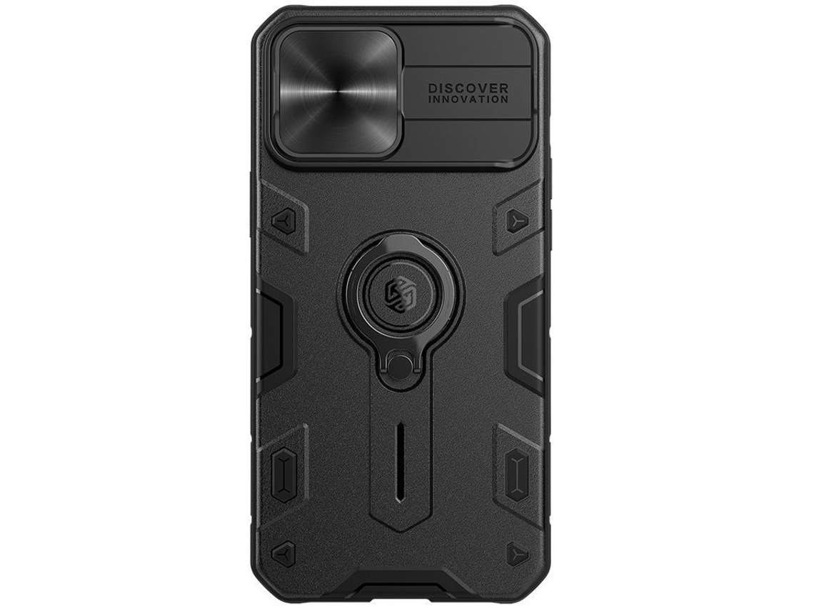 Capa para iPhone 13 Pro Max, com suporte de anel e proteção de câmera, preta