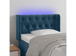 Vidaxl Cabeceira De Cama C/ Luzes Led Veludo 83x16x78/88cm Azul-escuro