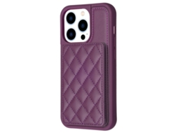 Suporte Casa Quedas Para Iphone 15 Pro Max Pele Sintética Com Porta-cartões Roxo