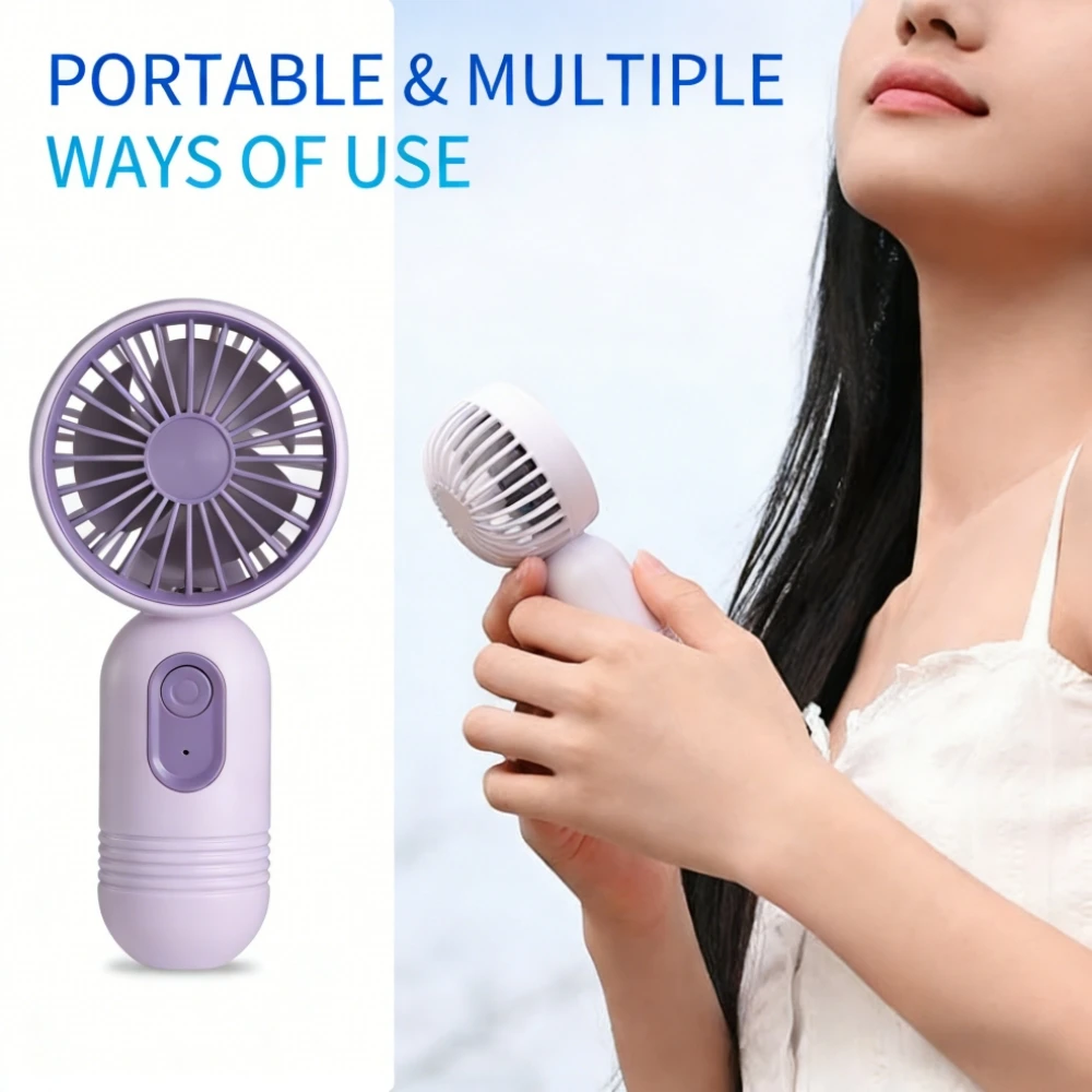 Ventilador Portátil Recarregável Via Usb com 3 Velocidades MDUG (roxo)