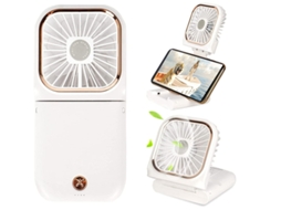 Mini Ventilador Operado por Bateria Pequeno 5 Em 1 Tipo Banco de Potência, Banco de Energia de 3000 Mah, Ajustável a 3 Velocidades Yizhood (branco)