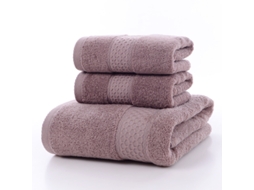 Conjunto de 3 Toalhas, 100% Algodão, Absorventes e Fáceis de Limpar BRILVIBERA (marrom Escuro)