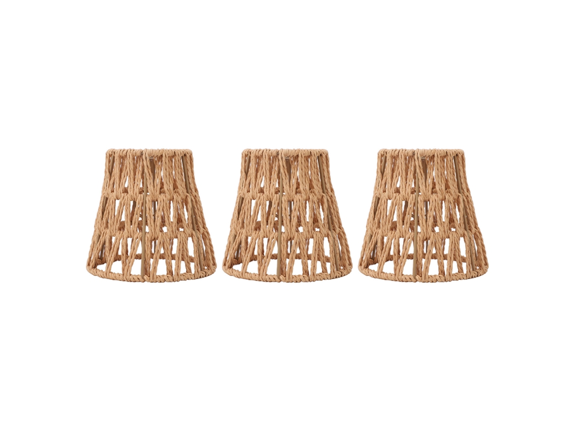 3pcs abajures de rattan falso estilo boêmio clip para lâmpadas E14 mesa piso decorativos