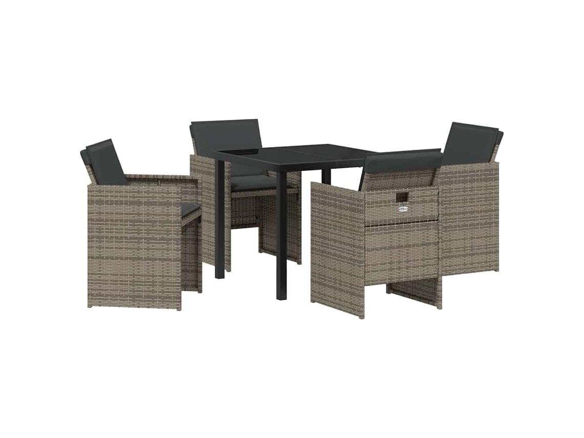Maison Exclusive - Conjunto De Jantar Para Jardim 5 Pcs Cinzeto Vime Pe
