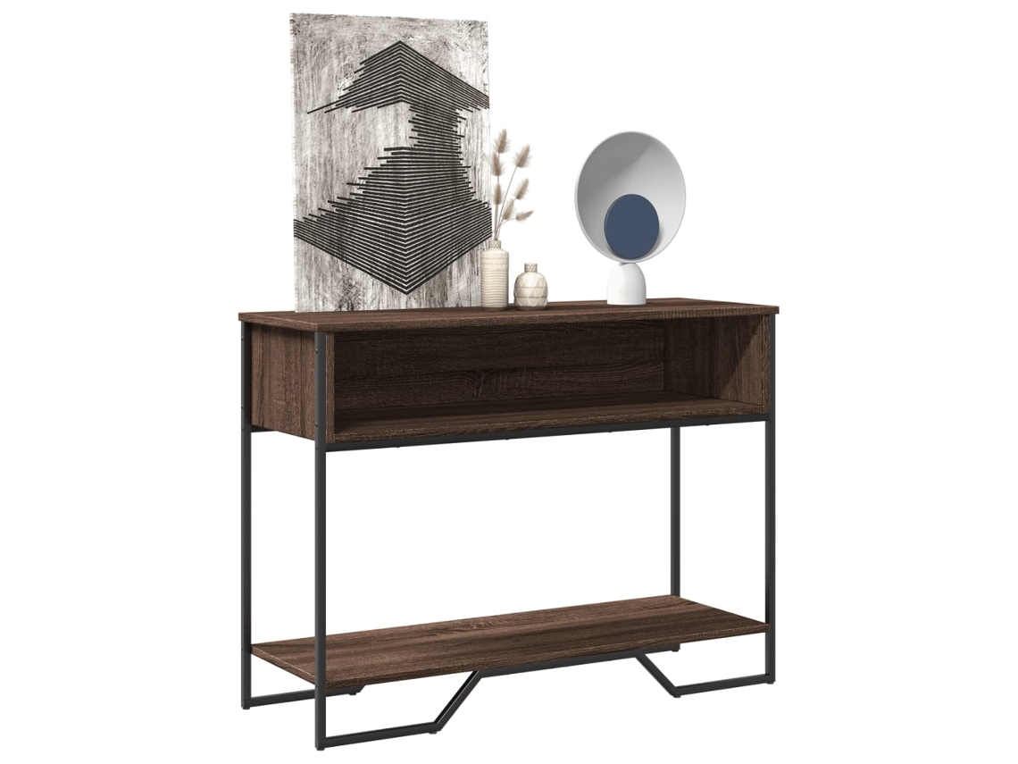 Vidaxl Mesa Consola 100x35x74,5 Cm Derivados Madeira Carvalho Castanho
