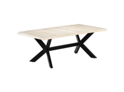 Vidaxl Mesa De Jantar 200x100x75 Cm Madeira De Mangueira Maciça Branco