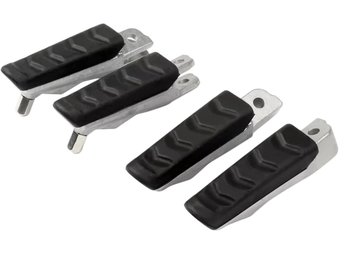 Apoios de Pés Dianteiro e Traseiro Pretos para Motocicleta Compatíveis Dianteiros Traseiros Design Serrilhado