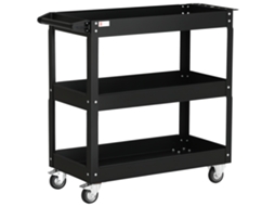 CARRINHO DE FERRAMENTAS COM RODAS, 3 PRATELEIRAS, ALÇA LATERAL, 83x35,3x76cm, PRETO BTFORUS