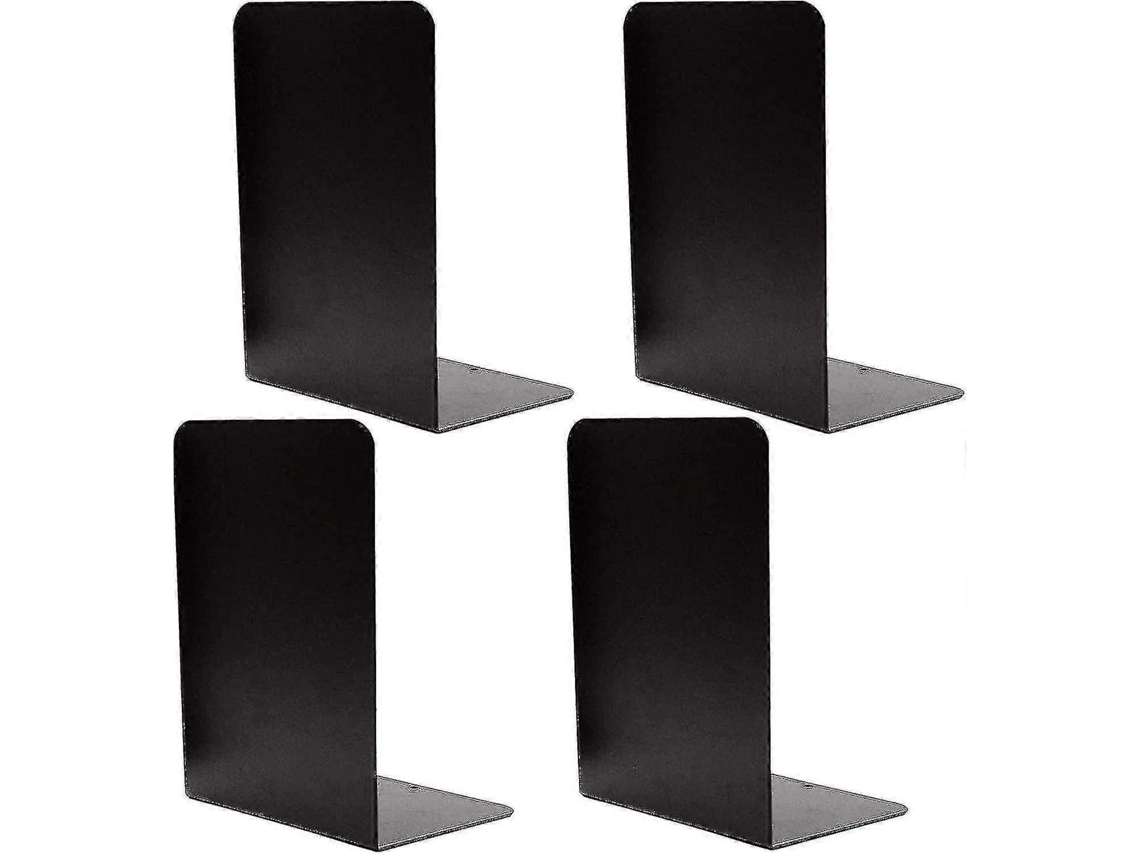 Rebe 4 Piezas de Suportes de Livros Metálicos Negros Decorativos Resistentes com Borracha Antideslizante para Organizar Livros em Casa e Escritório