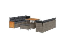 Maison Exclusive - Conjunto De Sofá De Jardim Com Almofada 12 Pcs Cinzeto Vime Pe
