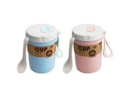 2 xícaras de sopa de trigo de 300ml com tampa de silicone para microondas Marca