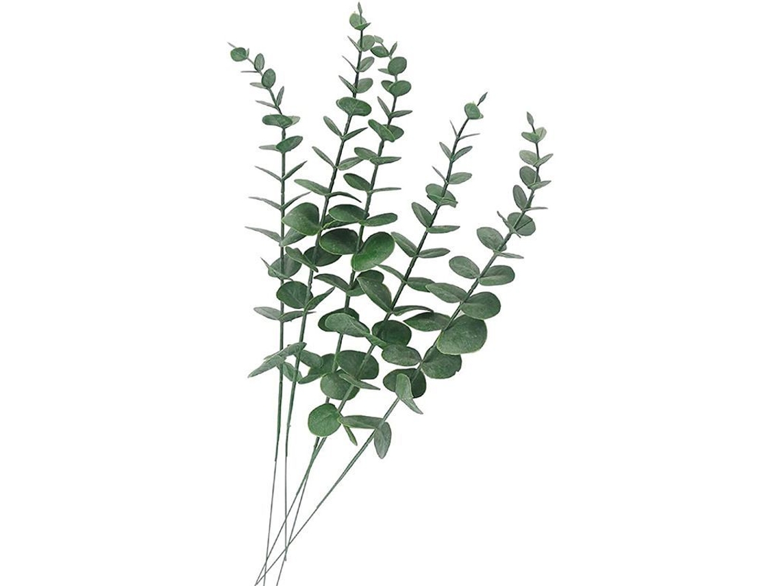 Nova Line 16 Ramos de Folhas de Eucalipto Artificial Cinza verde para Decoração Floral em Casa, Escritório e Casamentos