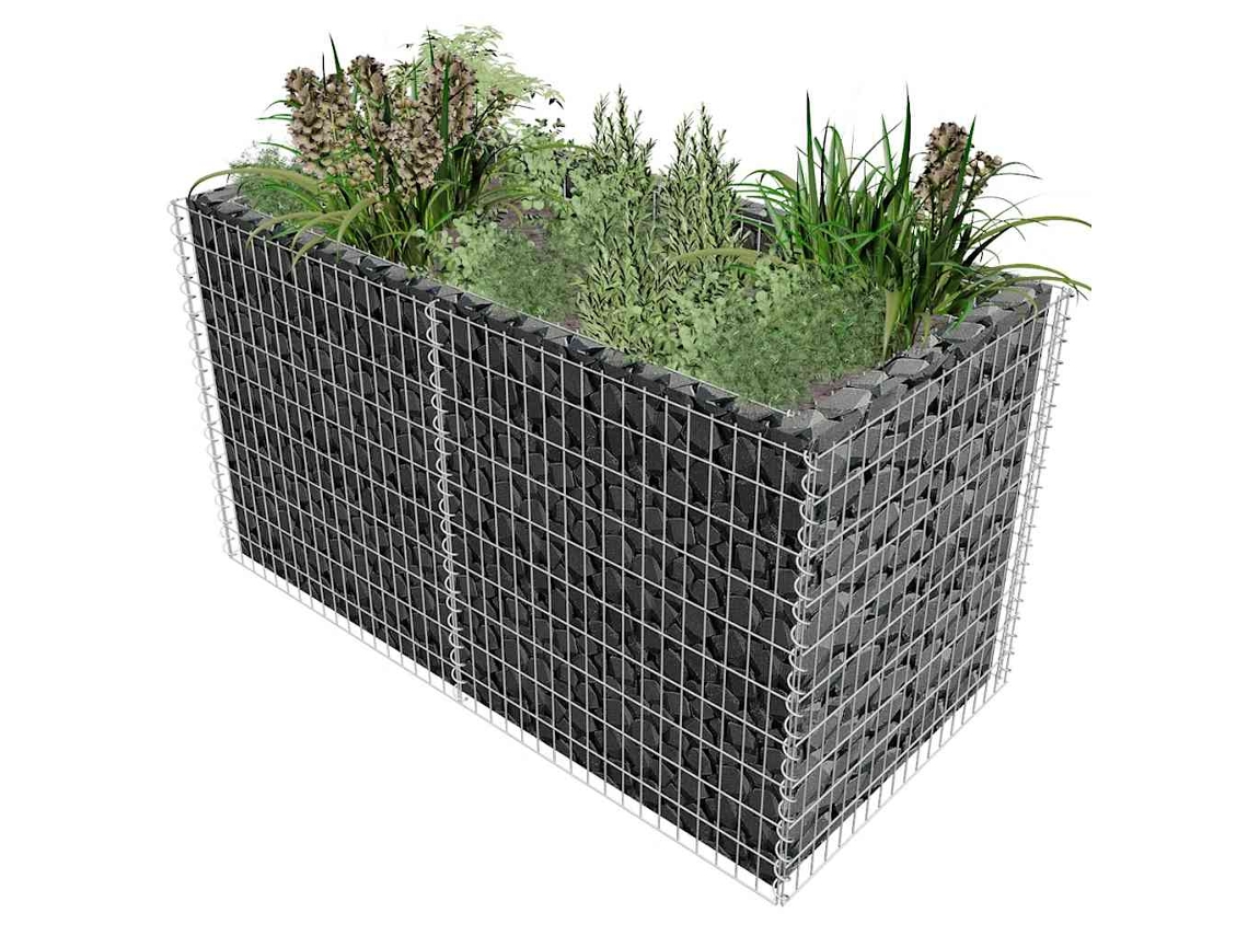 Vidaxl Canteiro Elevado/cesto Gabião 180x90x100 Cm Aço Prateado