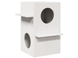 Vidaxl Casa Do Gato 43x43x60 Cm Madeira De Pinho Maciça Branco