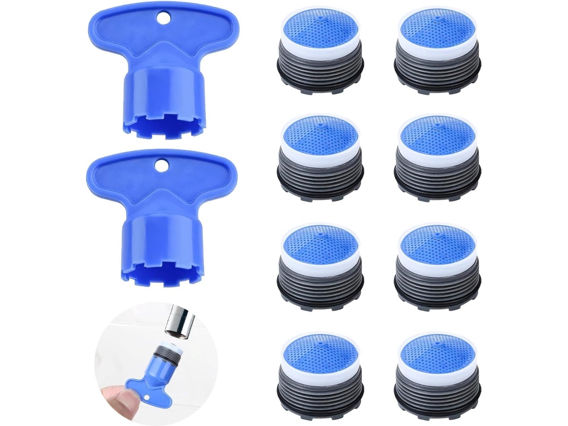 Arejador Para Torneira, 8 Peças, Para Banheiro E Cozinha, M21. 5, Azul, Economizador De Água, Com 2 Chaves De Bico Misturador