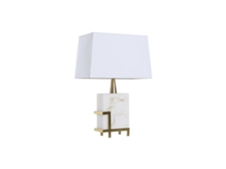 Abajur de Mesa em Metal Branco com Efeito Mármore, 40x23x62cm ALEXANDRA HOUSE LIVING